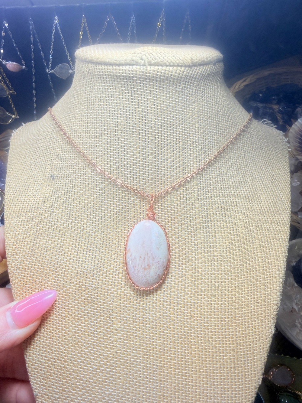 Pink jasper Crystal necklace